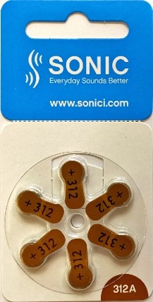 Klausos aparatų baterijos SONIC 312A 6vnt.
